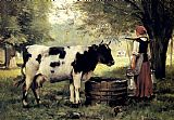 Julien Dupre Canvas Paintings - The Milkmaid
